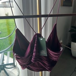 Velvet crop top that goes with pants